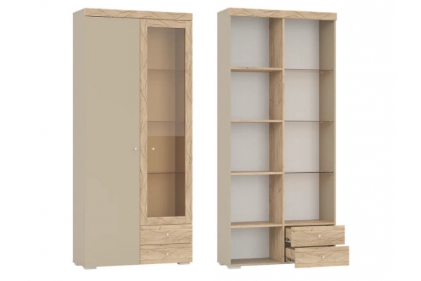 Шкаф 2-х дверный со стеклом и двумя ящиками Палермо 6-87002