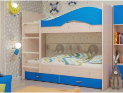 Двухъярусная кровать с ящиками Мая голубая