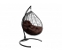 Подвесное кресло Кокон Капля ротанг каркас чёрный-подушка коричневая