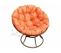 Кресло Папасан пружинка без ротанга каркас коричневый-подушка оранжевая
