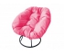 Кресло Пончик без ротанга каркас чёрный-подушка розовая