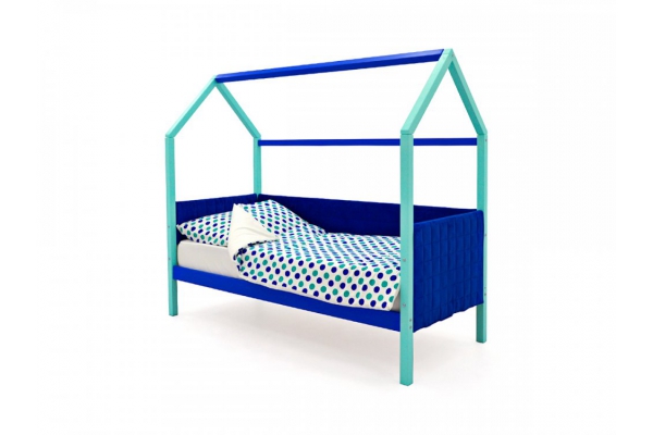 Кровать-домик мягкий Svogen мятно-синий