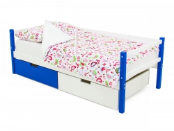 Кровать-тахта Svogen с ящиками сине-белый