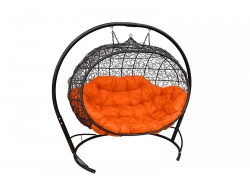 Подвесной диван Кокон Улей каркас чёрный-подушка оранжевая