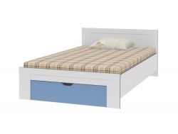 Кровать Дельта-19.02 Сильвер белая с синим