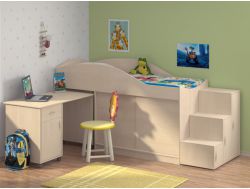 Кровать Дюймовочка 3 и лестница дельта 23.6 Дуб молочный