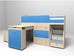 Кровать-чердак Малыш 1800 Дуб-Голубой