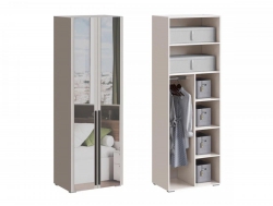 Шкаф 2-створчатый со штангой, полками, зеркалом МС Люмьер Кашемир