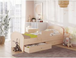 Кровать Мозаика с бортиками и ящиком млечный дуб