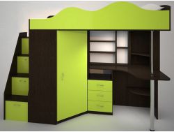 Детская кровать-чердак Пионер 1 Венге-Лайм
