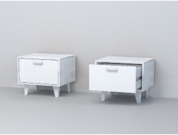 Тумба прикроватная Эго Т-5 на ножках бетон светлый/белый глянец